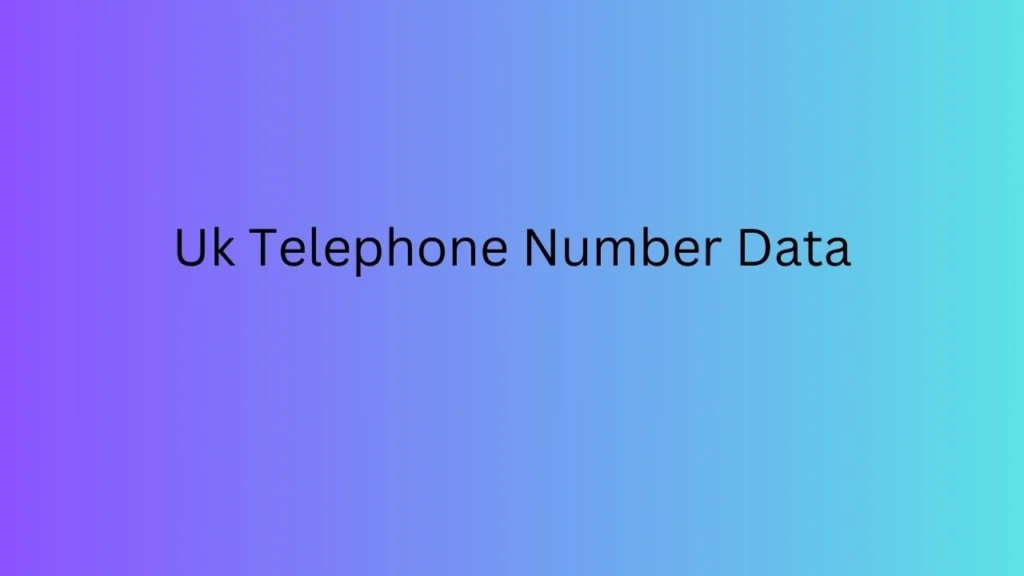 Uk Telephone Number Data